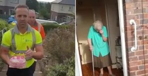 100-Year-Old Lady Cried Tears of Joy with the Birthday Cake Surprise from Garbage Collectors