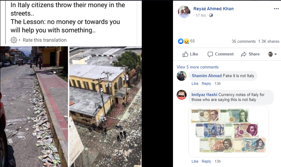 Italians throw their money on the streets