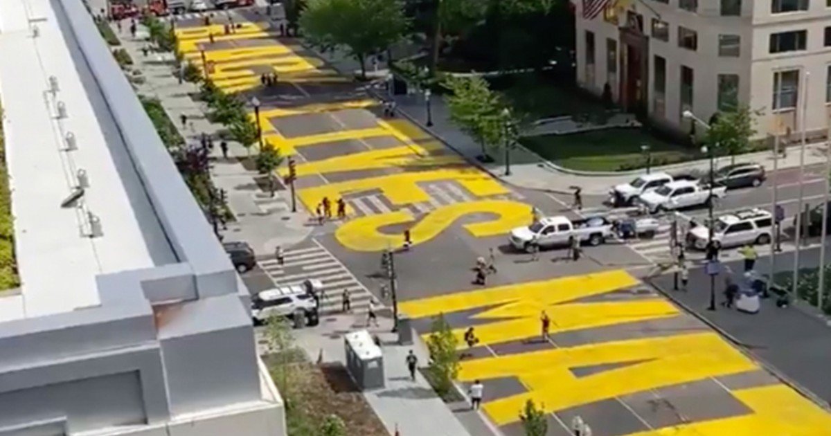 Black Lives Matter Street Mural Captured In Satellite Image