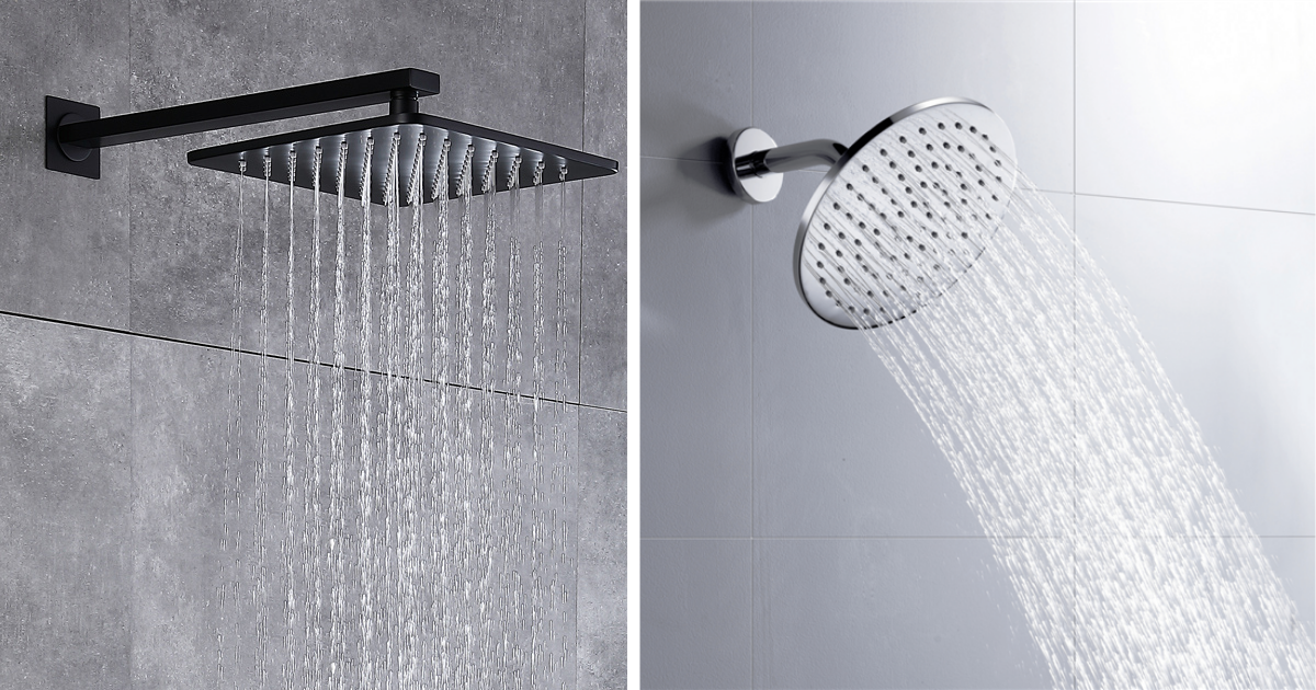 Square vs. round shower heads
